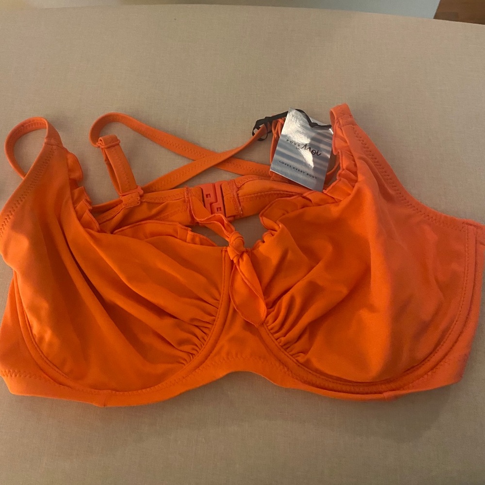 38E Orange underwire bikini top